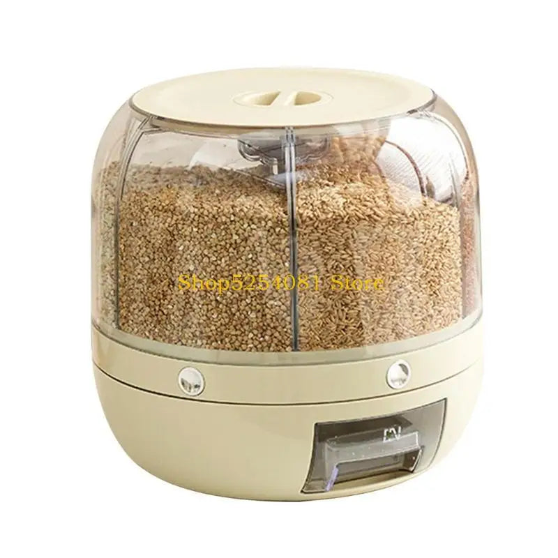Multigrain Storage Container with 6 Compartments 360 Degree Rotating Rice Dispenser Kitchen Dry Cereal Grains Organizers