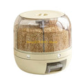Multigrain Storage Container with 6 Compartments 360 Degree Rotating Rice Dispenser Kitchen Dry Cereal Grains Organizers