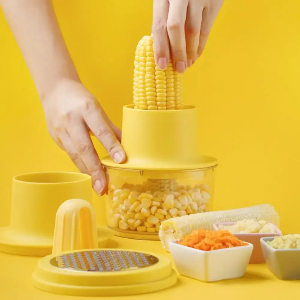 Corn Peeler Stripper with Sharp Blade Built-in Cup Grater Corn Kernel Cutter Ginger Grater Corn Cob Stripping Tool Remover