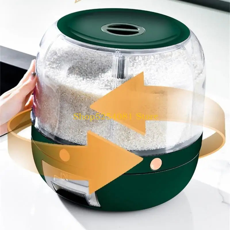Multigrain Storage Container with 6 Compartments 360 Degree Rotating Rice Dispenser Kitchen Dry Cereal Grains Organizers