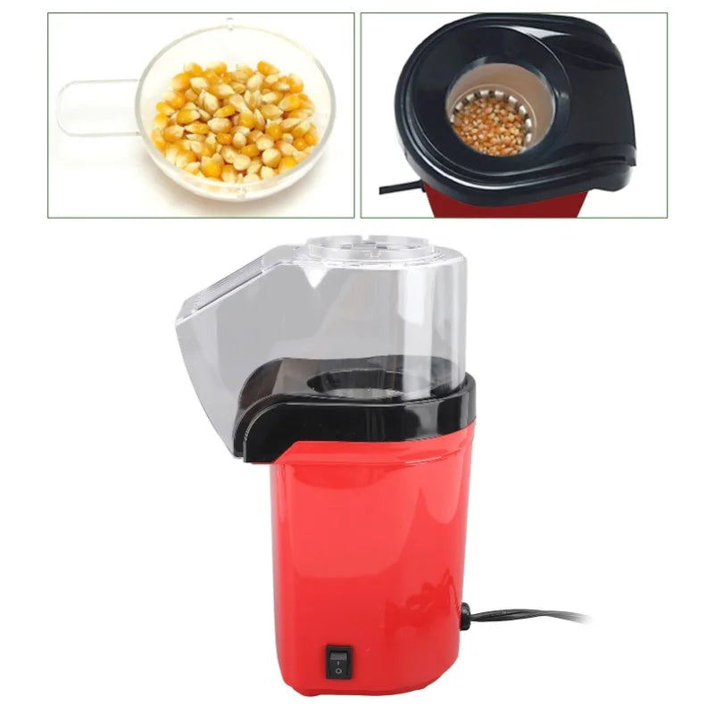 1200W Electric Hot Air Popcorn Maker Oil-Free Fast Popping One-Touch Operation Home Use Popcorn Machine
