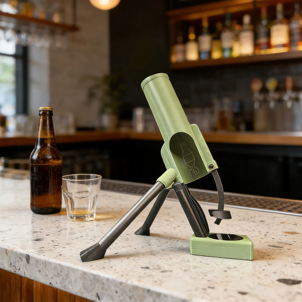 Mortar Beer Bottle Opener Heavy-Duty Cap Hands-Free Push Down Opener Men's Exclusive Space For Bar