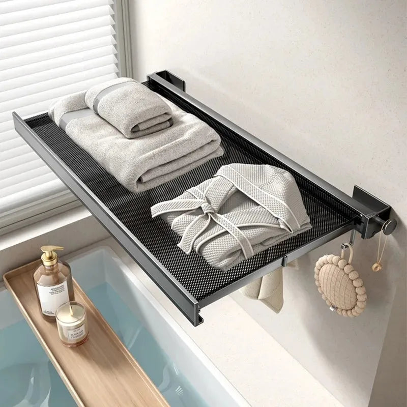 Space Aluminum Clothes Drying Rack Balcony Foldable Window No Punching Retractable Invisible Sweater Socks Clothes Drying Net