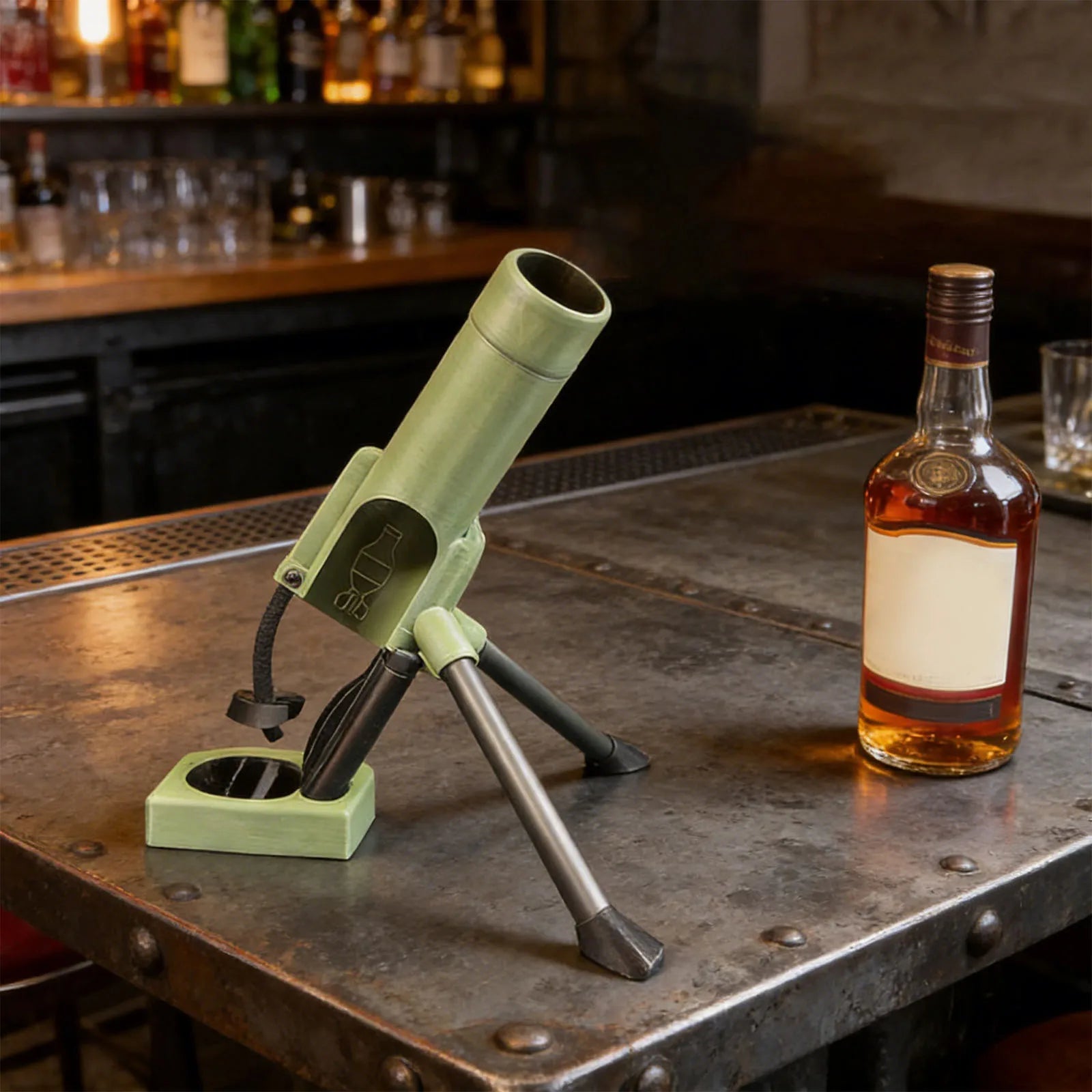 Mortar Beer Bottle Opener Heavy-Duty Cap Hands-Free Push Down Opener Men's Exclusive Space For Bar