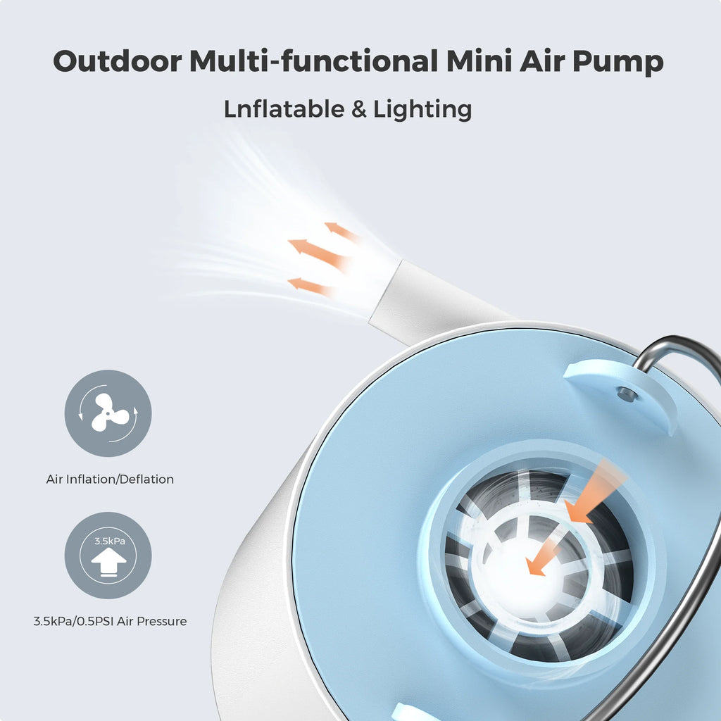FLEXTAIL TINY PUMP X - Portable Camping Air Pump with 1300mAh Battery Rechargeable for Pool Floats Air Mattress Vacuum Bags