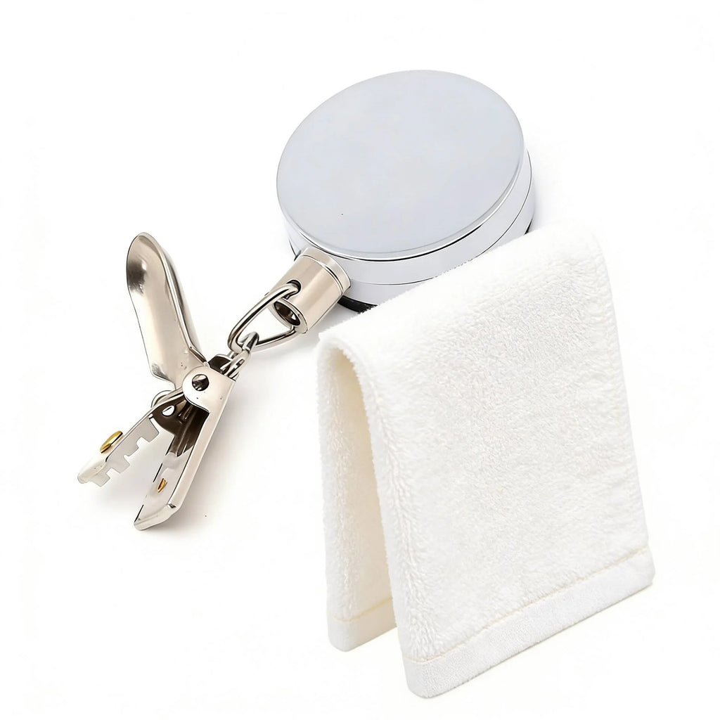 5-Piece Automatic Retractable Towel Clip Set – Punch-Free Wall Mount