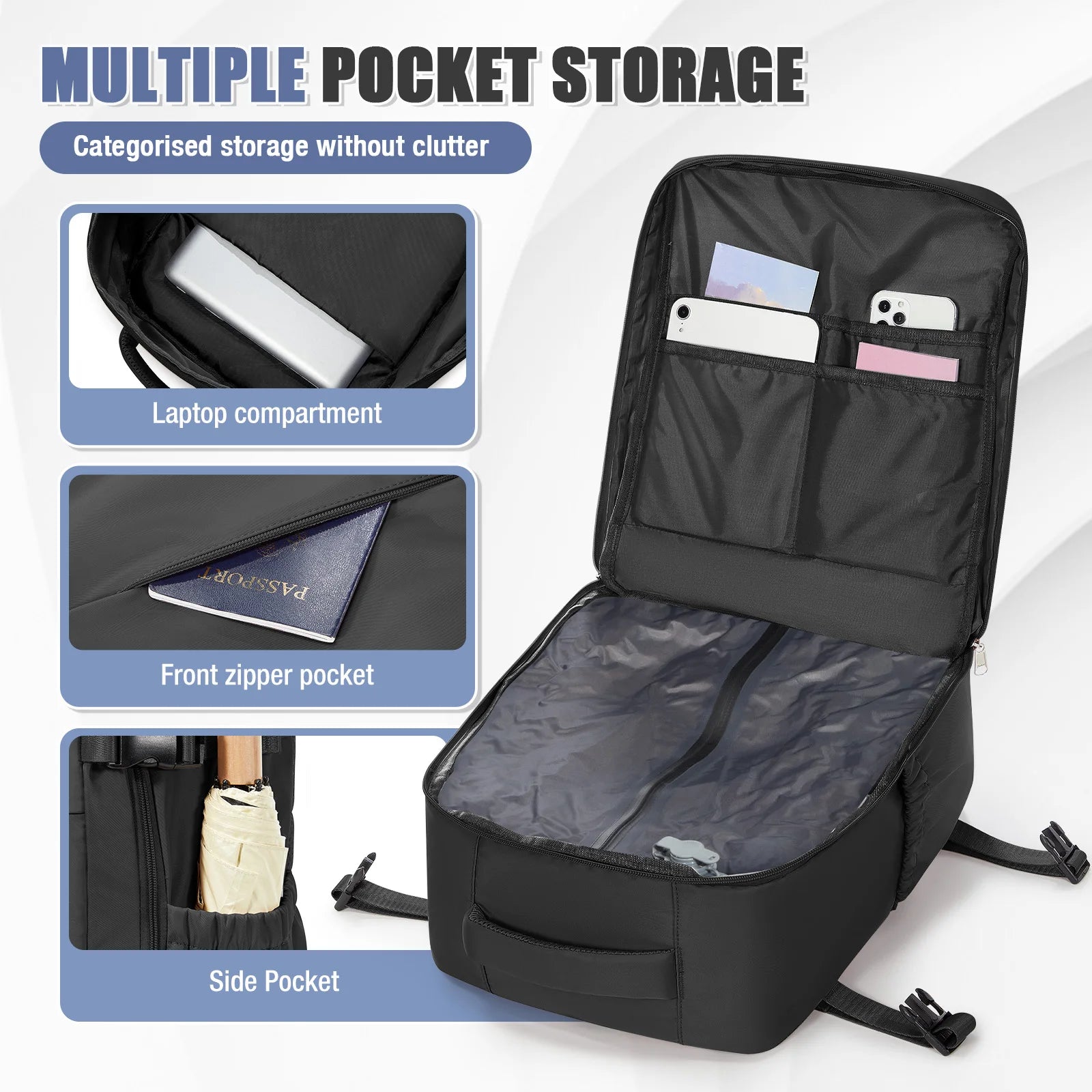 Vacuum Compression Backpack Ryanair 40x30x20 Travel Backpack EasyJet Wizzair Cabin Bag 15.6" Laptop Bag Men Backpack,Storage Bag