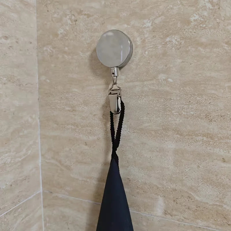 5-Piece Automatic Retractable Towel Clip Set – Punch-Free Wall Mount