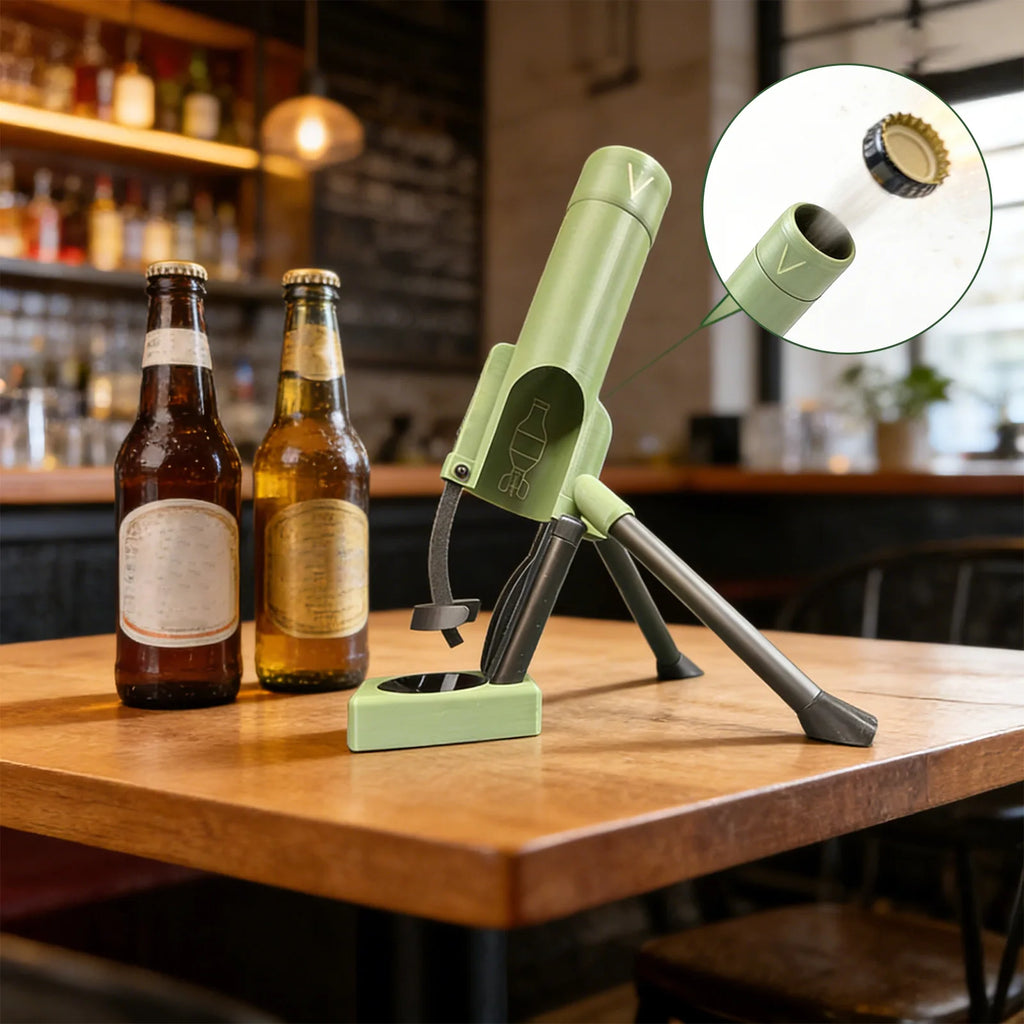 Mortar Beer Bottle Opener Heavy-Duty Cap Hands-Free Push Down Opener Men's Exclusive Space For Bar