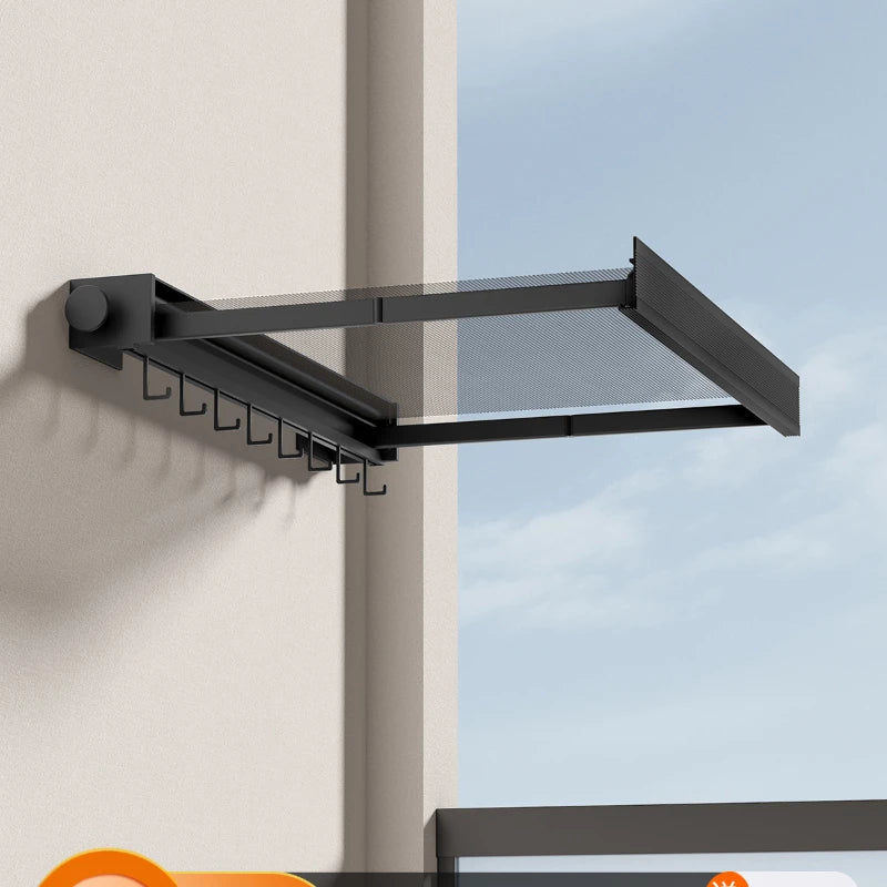 Space Aluminum Clothes Drying Rack Balcony Foldable Window No Punching Retractable Invisible Sweater Socks Clothes Drying Net