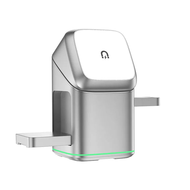 2025 Newest Universal Magnetic Charging Stand Cube Rotational 3 in 1 Touch Auto Rotation Wireless Charger With Light