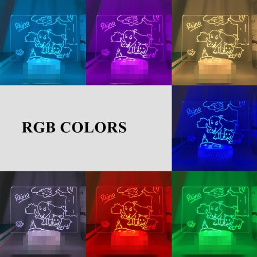 Acrylic LED Note Board Night Light with Wooden Base – Erasable Glowing Desktop Memo & Message Board